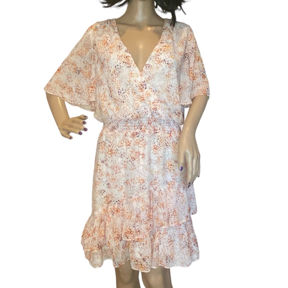 Laundry by Shelli Segal Cute Ruffled Tiers Above Knee Print Dress Size 10 VGC